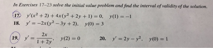 Solved In Exercises 17–23 solve the initial value problem | Chegg.com