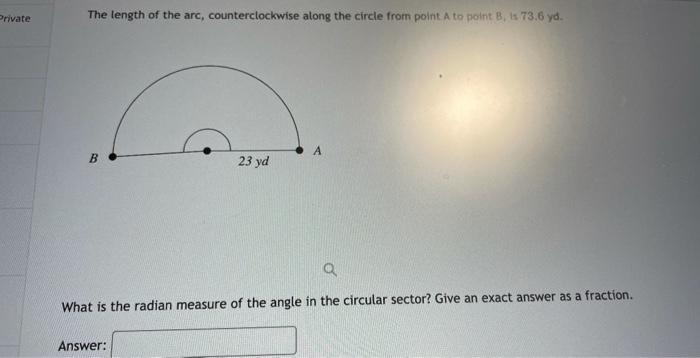 Solved Private The length of the arc, counterclockwise along | Chegg.com