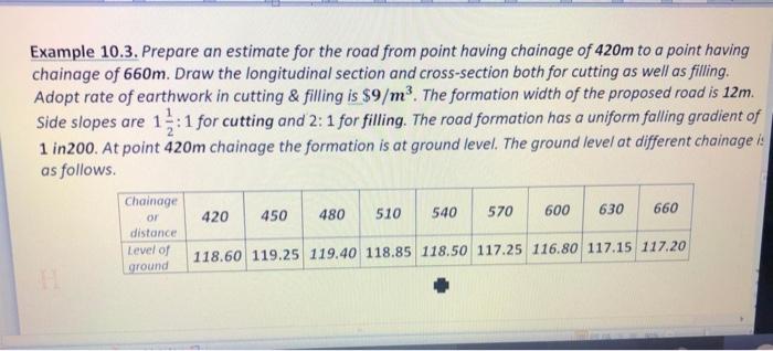 Solved Example 10.3. Prepare an estimate for the road from | Chegg.com