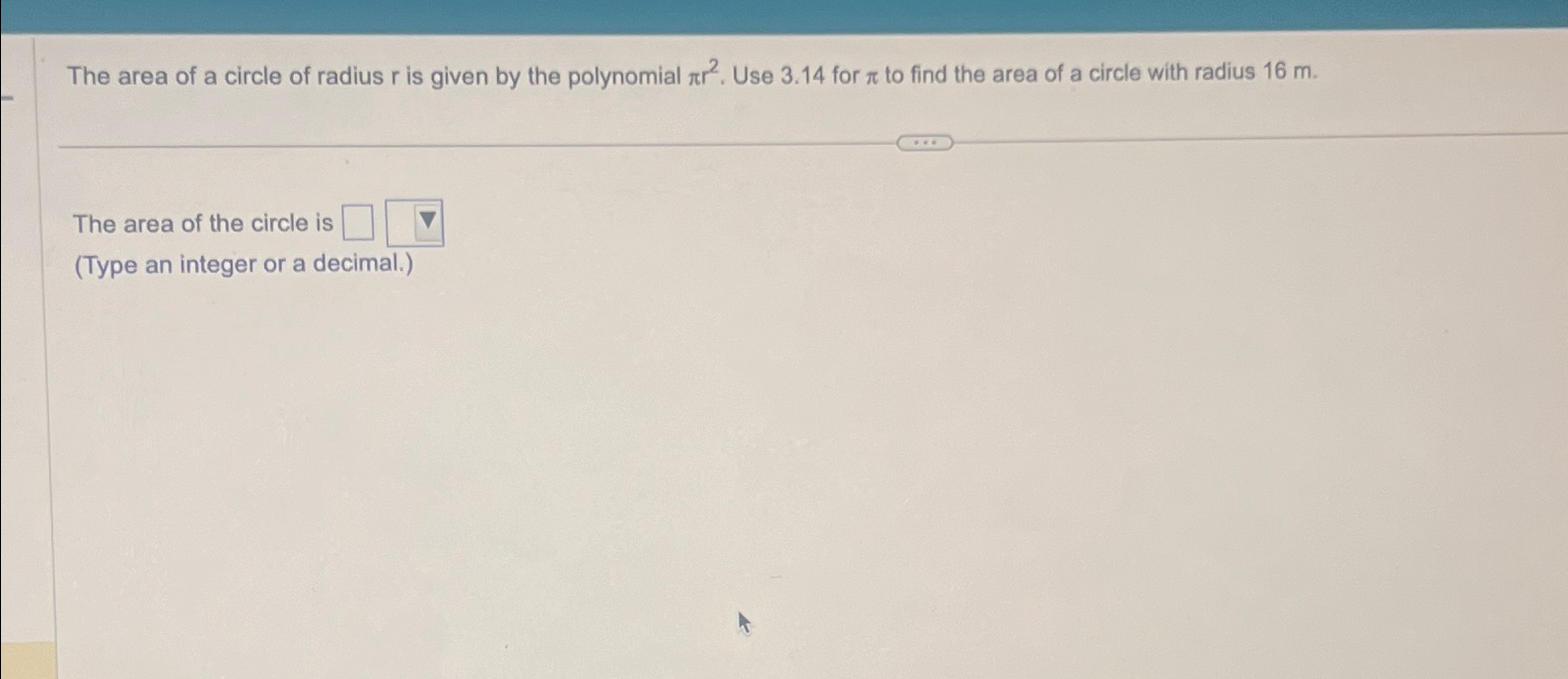 Solved The area of a circle of radius r ﻿is given by the | Chegg.com