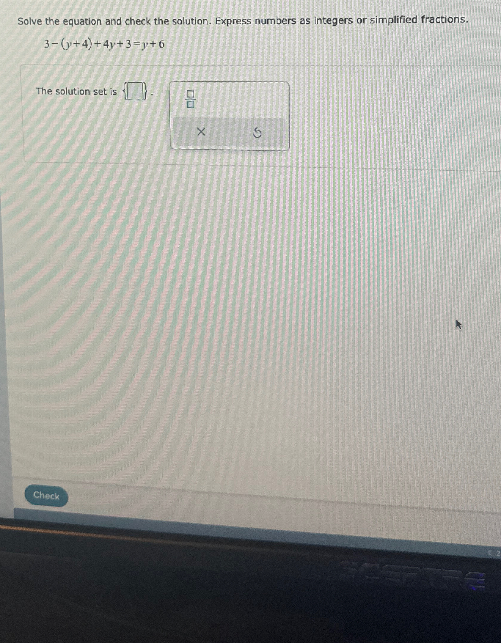 Solved Solve the equation and check the solution. Express | Chegg.com