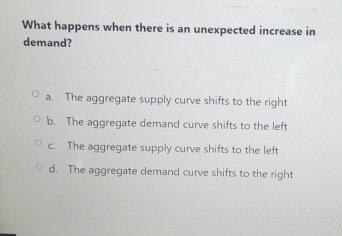 Solved What happens when there is an unexpected increase in | Chegg.com