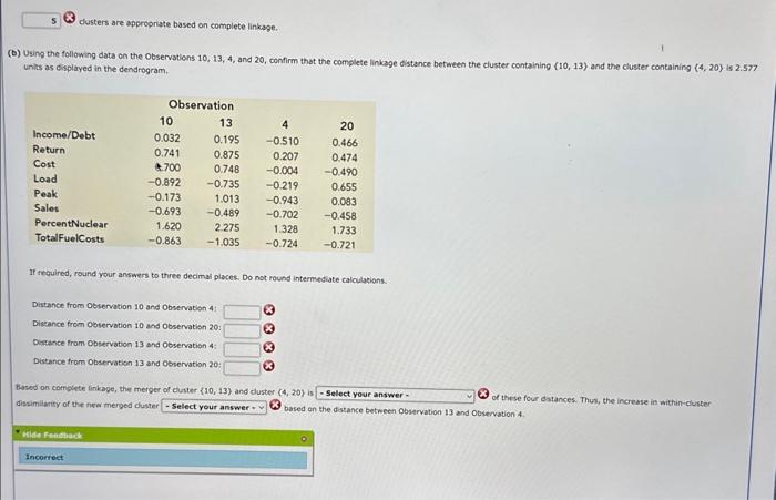 Solved (b) Using The Following Data On The Observations | Chegg.com