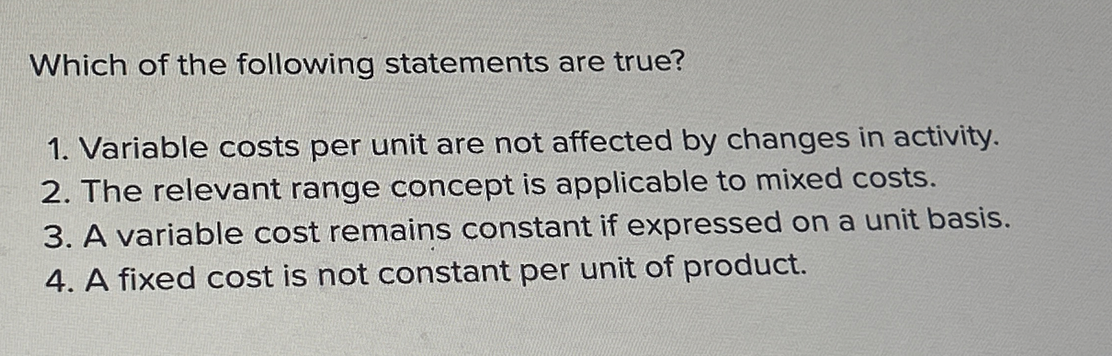 Solved Which of the following statements are true?Variable | Chegg.com
