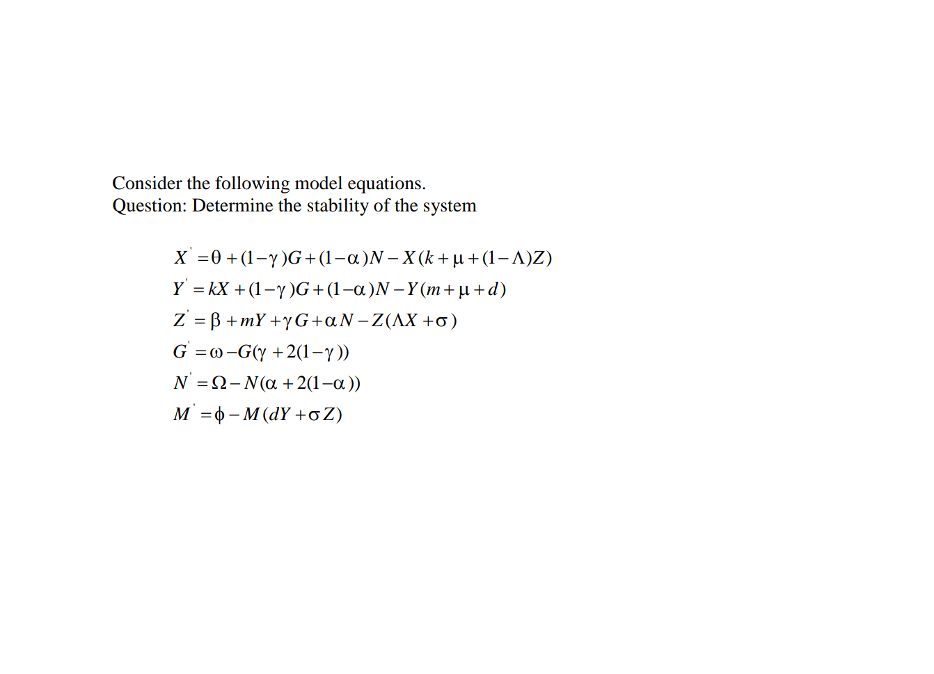 Consider The Following Model Equations Question Chegg Com