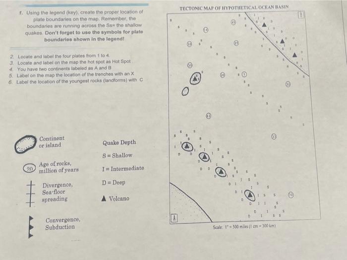 Tectonic Map Of Hypothetical Ocean Basin 1 Using The Chegg 
