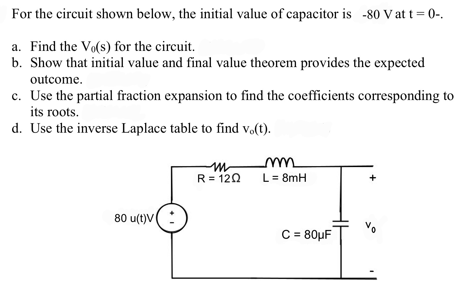 Solved For the circuit shown below, the initial value of | Chegg.com