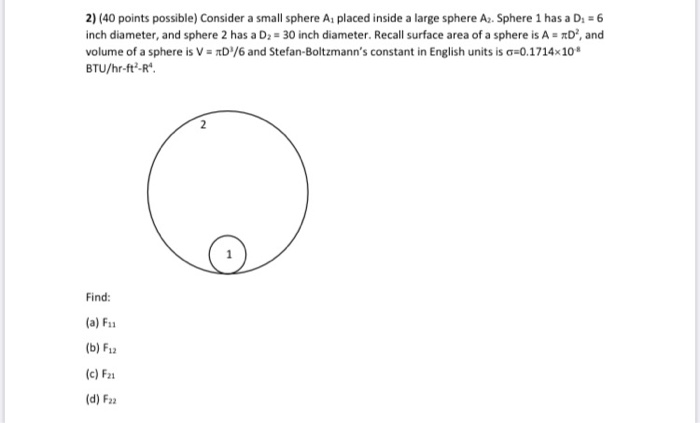 Solved 2) (40 points possible) Consider a small sphere Ai | Chegg.com