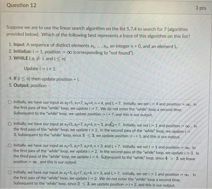 Solved Question 12 3 pts Suppose we are to use the linear | Chegg.com