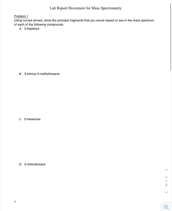 Solved Lab Report Document For Mass Spectrometry Problem 1 | Chegg.com