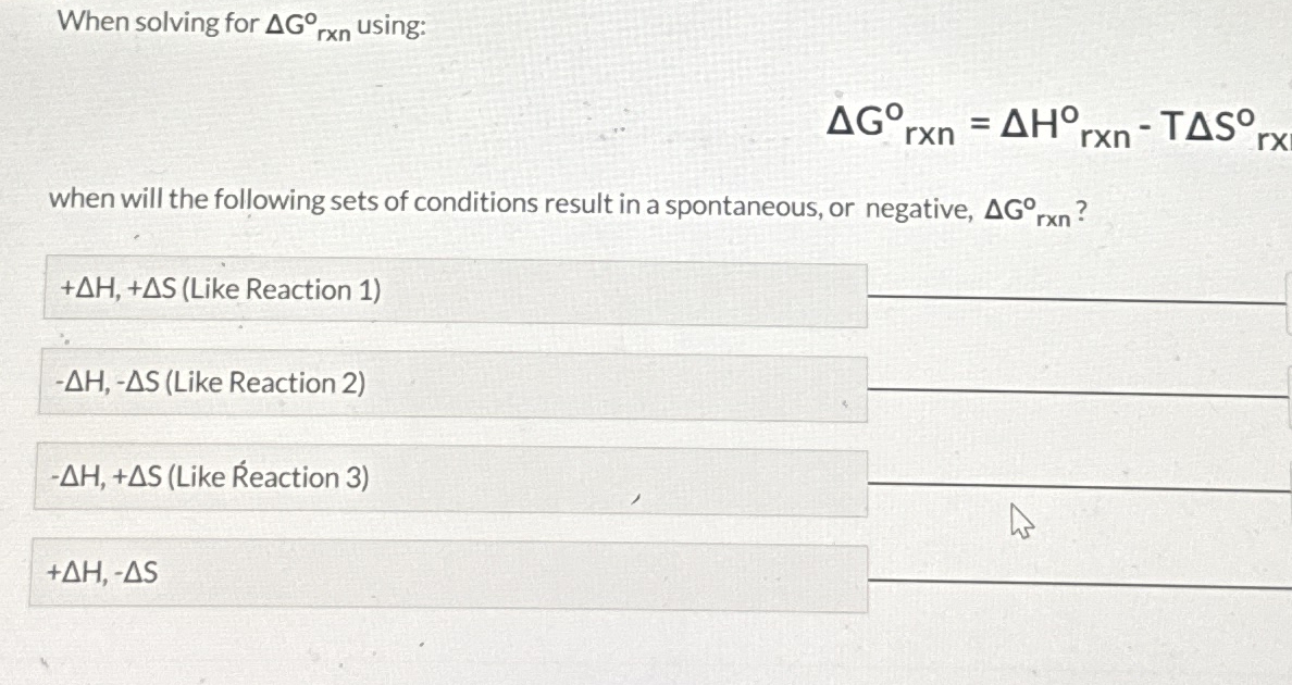 Solved When solving for ΔG°?r×n | Chegg.com