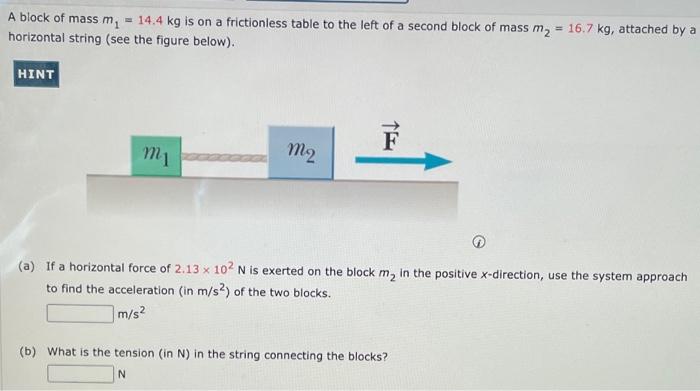 Solved A Block Of Mass M - 14.4 Kg Is On A Frictionless | Chegg.com