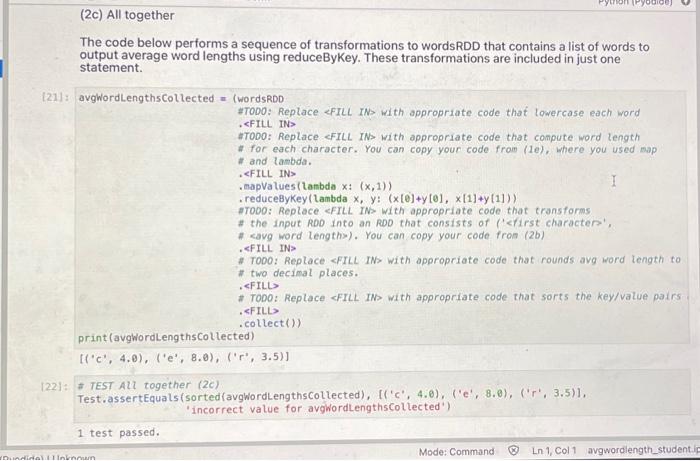 Solved \# TEST case Test.assertEquals (sorted(wordlengthRDD. | Chegg.com