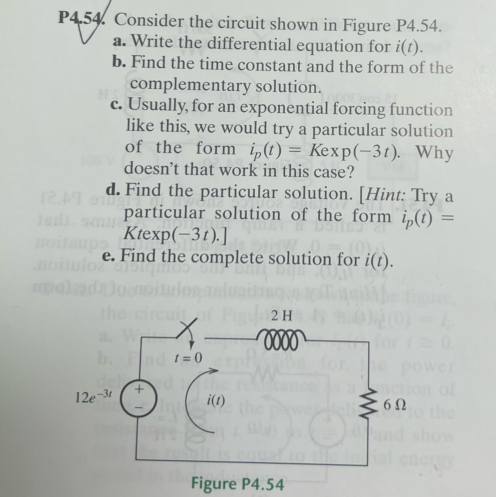 Solved P4.54. ﻿Consider the circuit shown in Figure P4.54.a. | Chegg.com