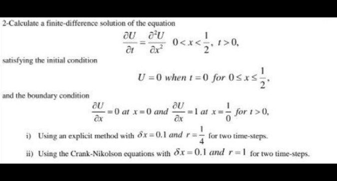 Solved 2-Calculate a finite-difference solution of the | Chegg.com