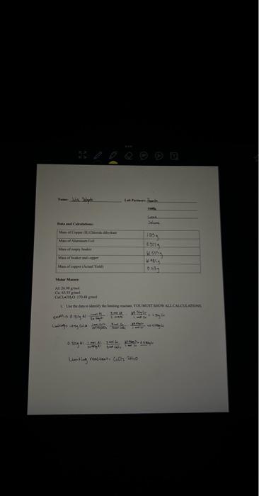 Solved istion: is the limiting reactint? show AII work Fen | Chegg.com
