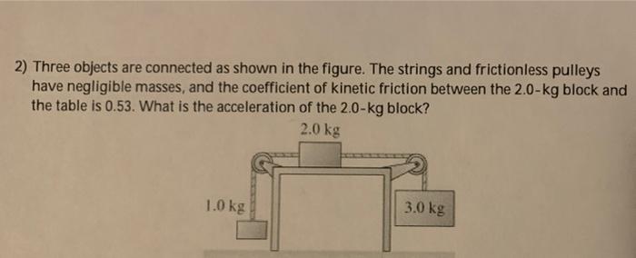 Solved 1) Two blocks are connected by a string that goes | Chegg.com