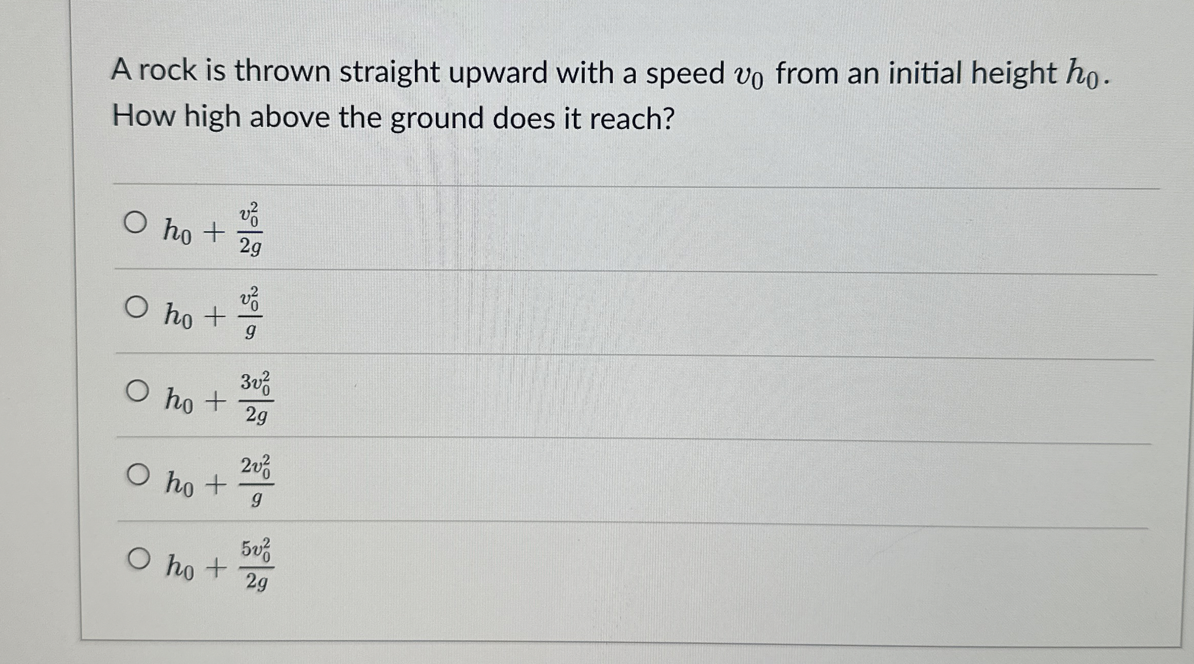 Solved A rock is thrown straight upward with a speed v0 | Chegg.com