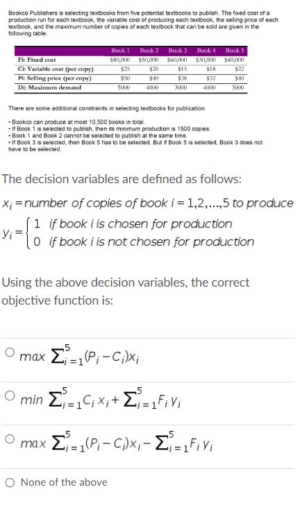 Solved The decision variables are defined as ﻿follows:Below | Chegg.com