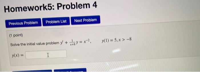 Solved Homework5: Problem 4 Previous Problem Problem List | Chegg.com