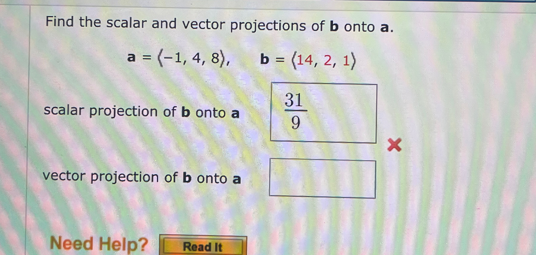 Solved Find The Scalar And Vector Projections Of B ﻿onto | Chegg.com