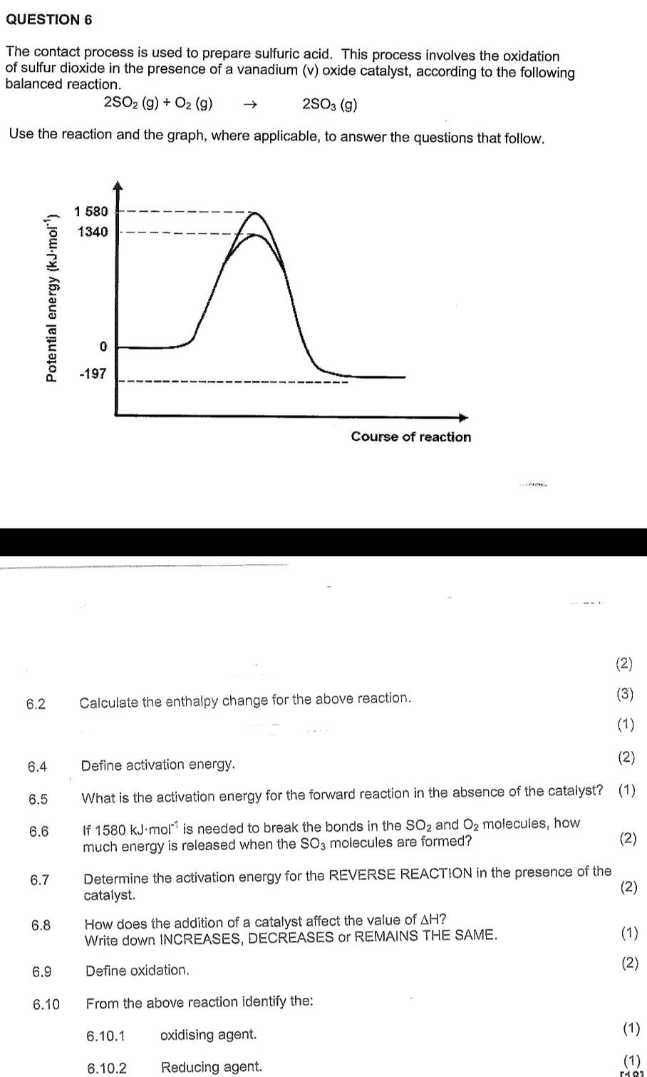 Solved The contact process is used to prepare sulfuric acid. | Chegg.com