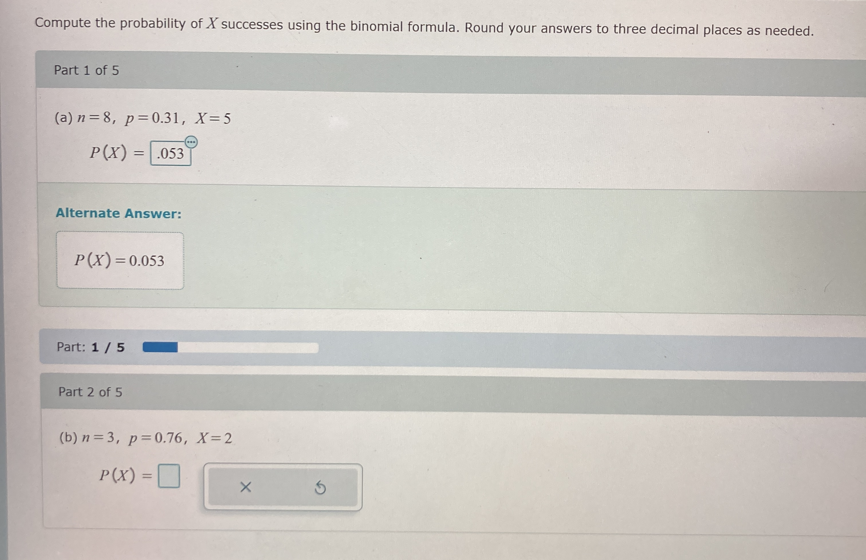 Solved Compute the probability of x ﻿successes using the | Chegg.com