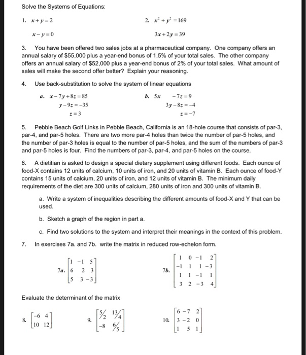 Solved Solve The Systems Of Equations 2 169 X Y2 3x 2y Chegg Com