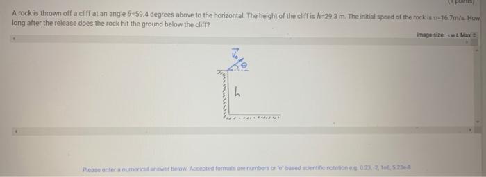 Solved A rock is thrown off a cliff at an angle 6=59.4 | Chegg.com