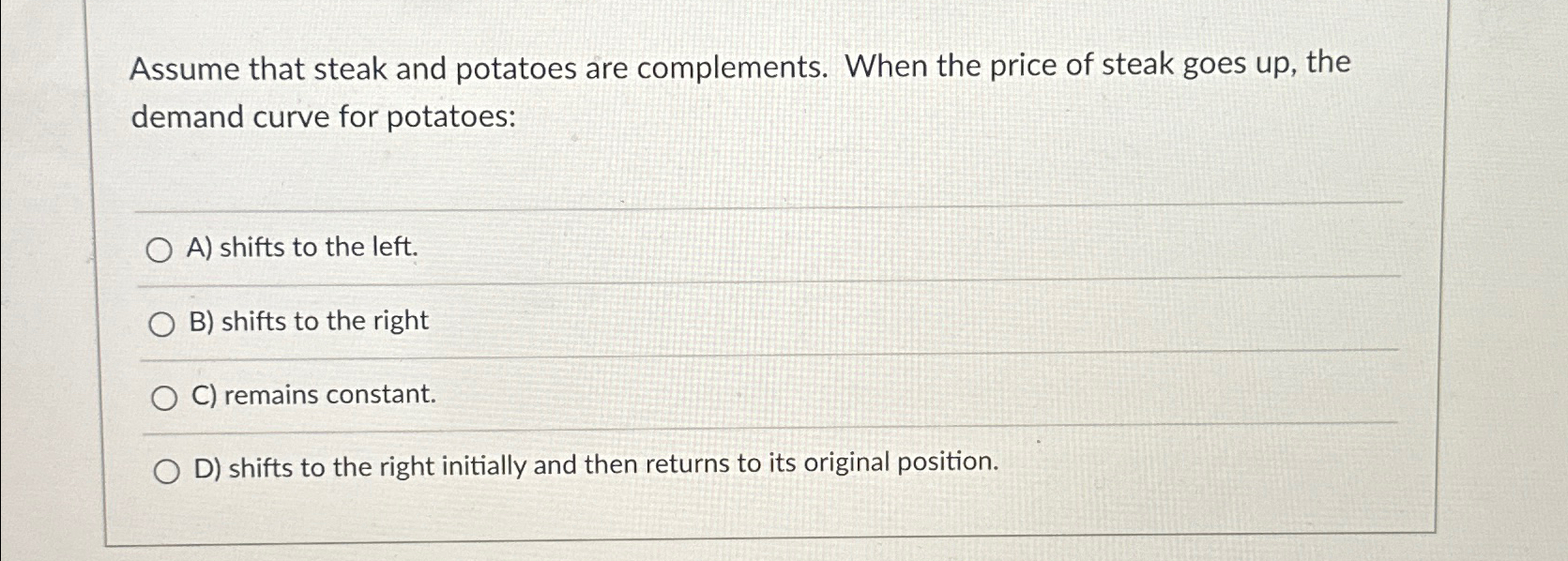 Solved Assume that steak and potatoes are complements. When