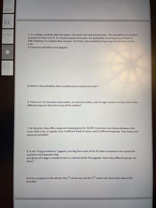 [Solved]: Problem 5a-b, 6, 7, 8a-b 5. In A College, Students