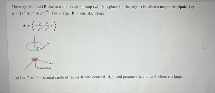 Solved The Magnetic Field B Due To A Small Current Loop | Chegg.com