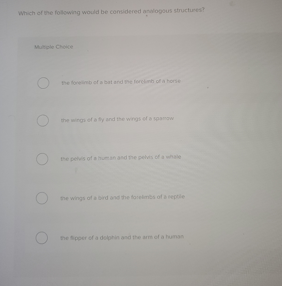 Which Of The Following Would Be Considered Analogous Structures Solved Which of the following would be considered analogous | Chegg.com