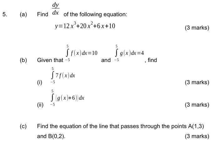 Solved (a) Find Dxdy Of The Following Equation: | Chegg.com