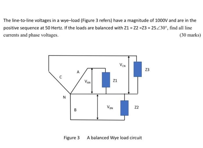 Solved The line-to-line voltages in a wye-load (Figure 3 | Chegg.com