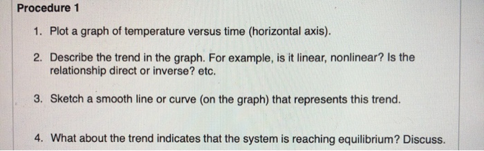 Solved Procedure 1 1. Plot a graph of temperature versus | Chegg.com