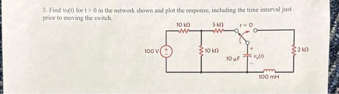 Solved 3. Find vo(t) for t > 0 in the network shown and plot | Chegg.com