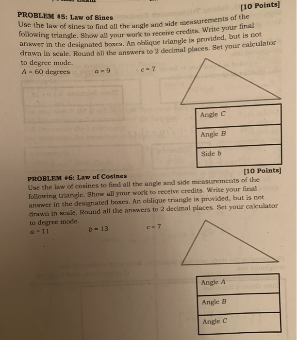 homework 5 law of sines