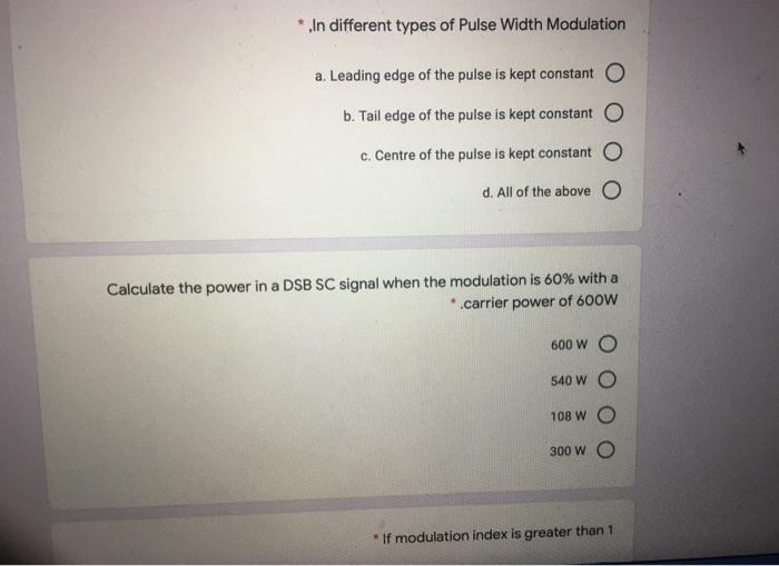 Solved * In different types of Pulse Width Modulation a. | Chegg.com