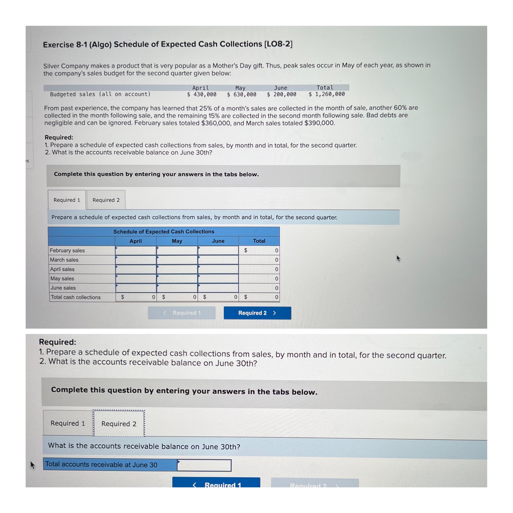 Solved Exercise 8-1 (Algo) ﻿Schedule Of Expected Cash | Chegg.com