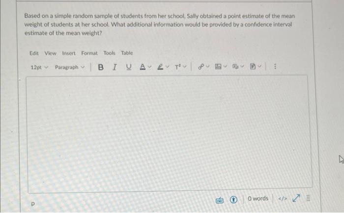 Solved Based on a simple random sample of students from her | Chegg.com