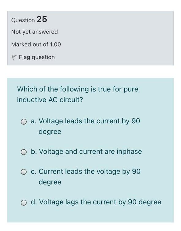 Solved Question 25 Not yet answered Marked out of 1.00 P | Chegg.com