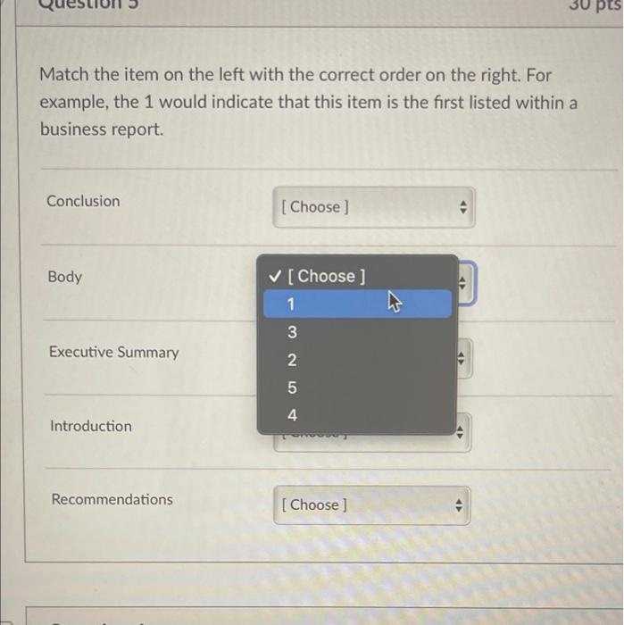 Solved D Question 5 30 pts Match the item on the left with | Chegg.com