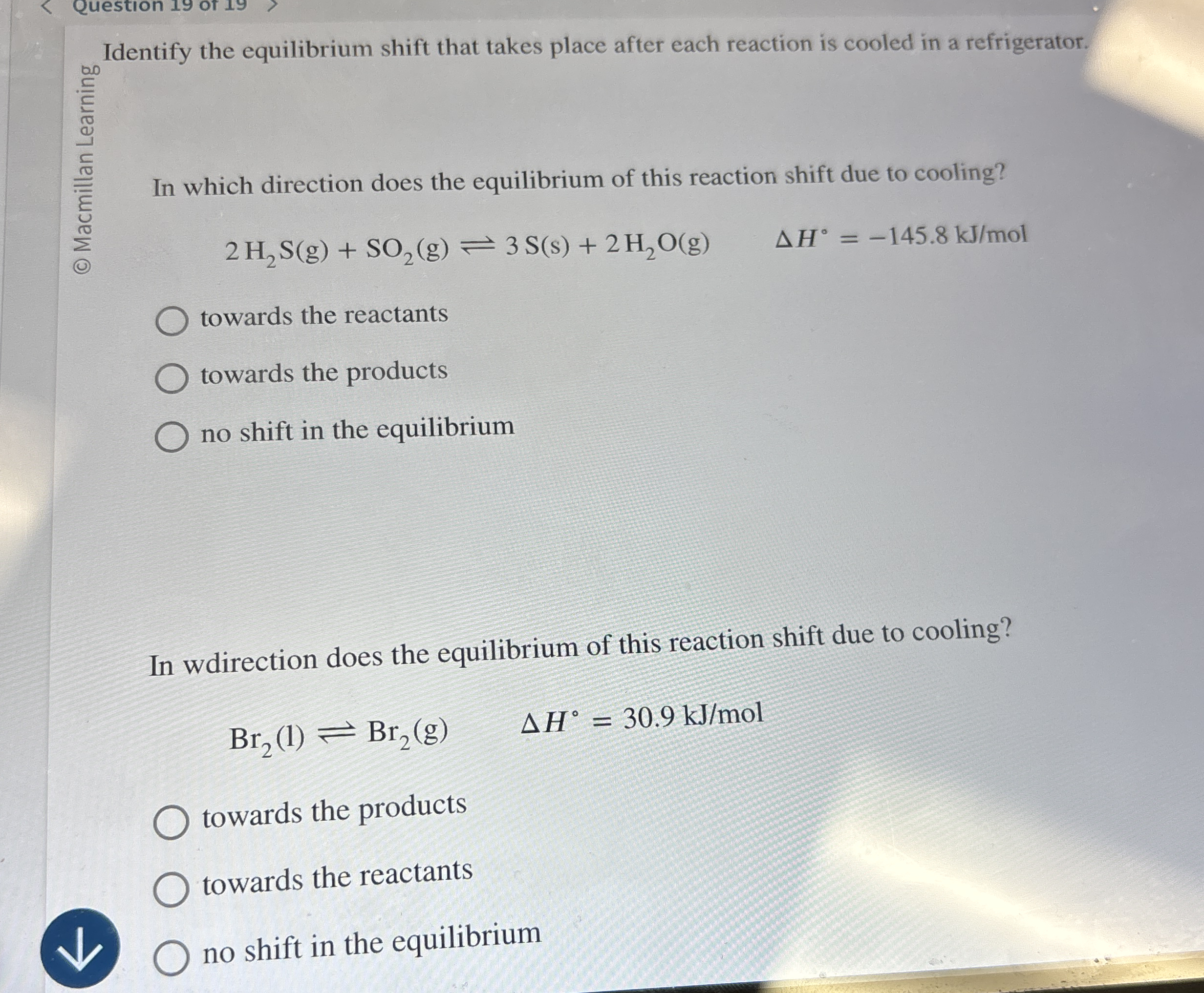 Solved Identify the equilibrium shift that takes place after | Chegg.com