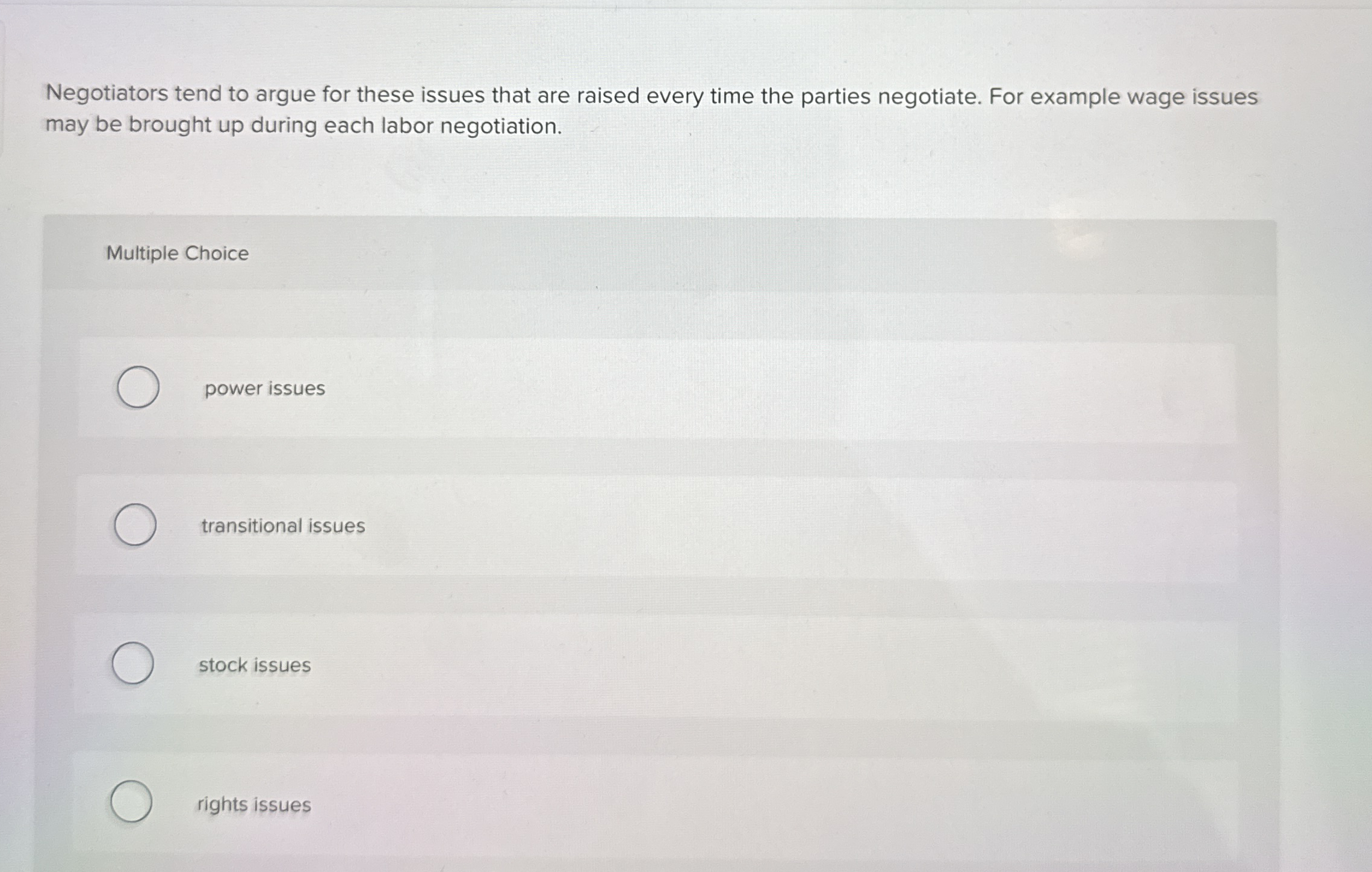 Solved Negotiators tend to argue for these issues that are | Chegg.com