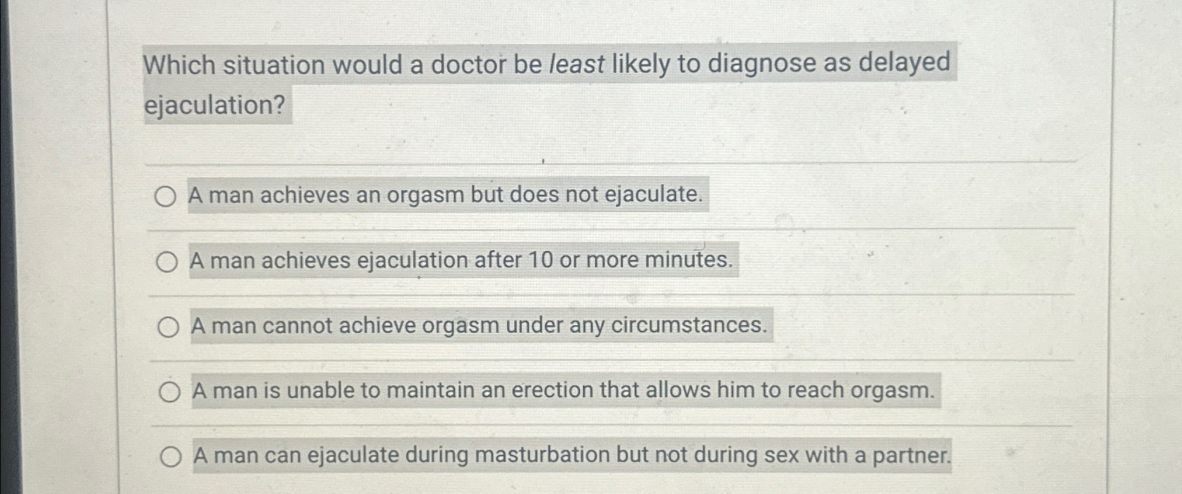 Solved Which situation would a doctor be least likely to | Chegg.com