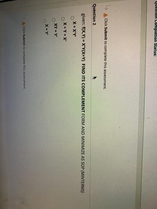 Solved Question Completion Status: Click Submit to complete | Chegg.com
