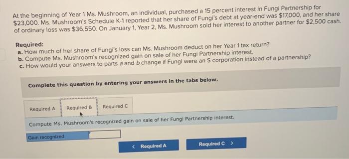Solved At the beginning of Year 1 Ms. Mushroom, an | Chegg.com
