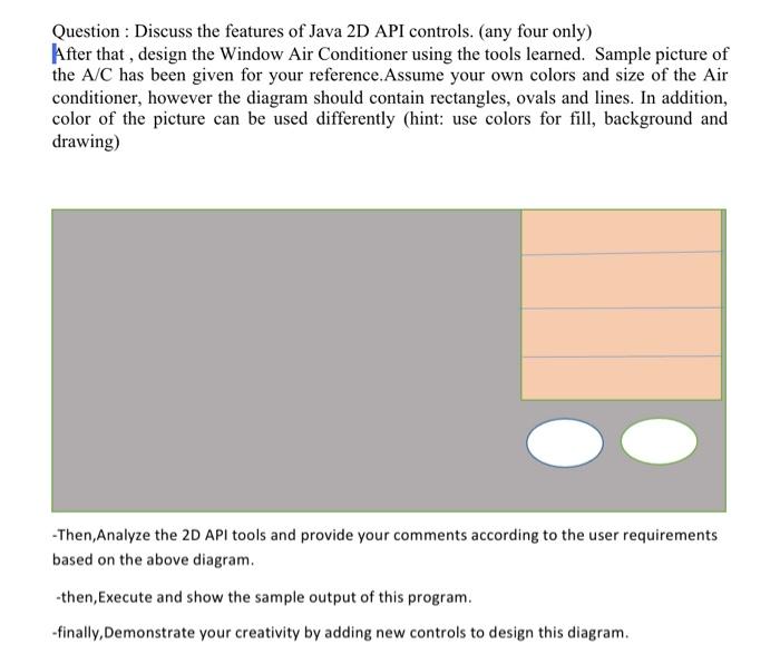 Solved Question : Discuss the features of Java 2D API | Chegg.com