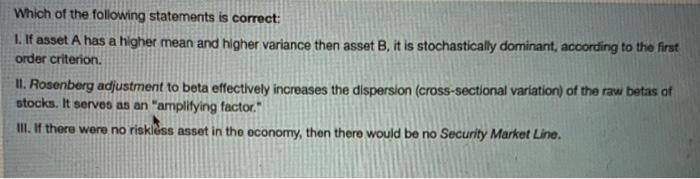 Solved Which Of The Following Statements Is Correct: 1. If | Chegg.com